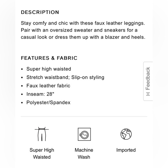 EXPRESS |Super High Waisted Faux Leather Leggings | Size Small - Picture 4 of 14